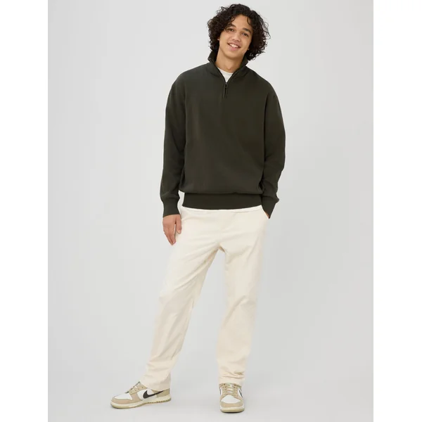 Pull col montant zippé Kaki foncé