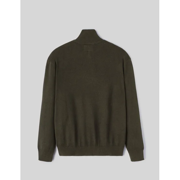Pull col montant zippé Kaki foncé