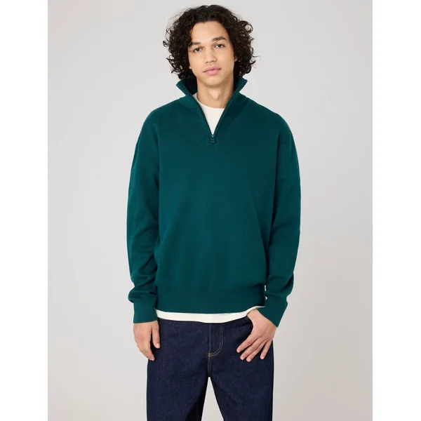Pull col montant zippé Vert