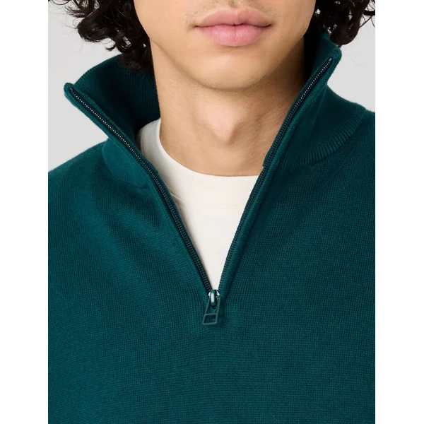 Pull col montant zippé Vert