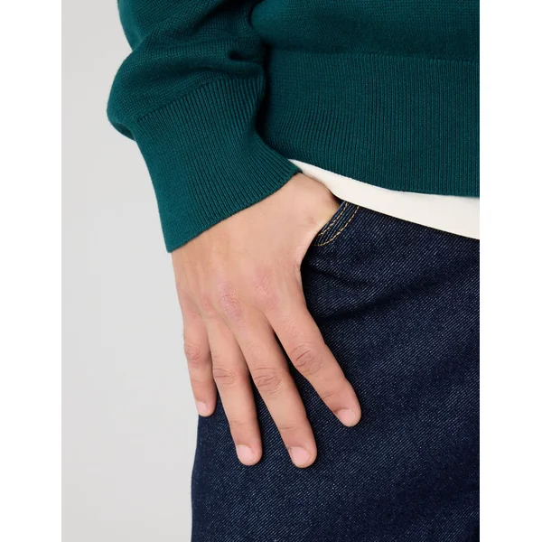 Pull col montant zippé Vert