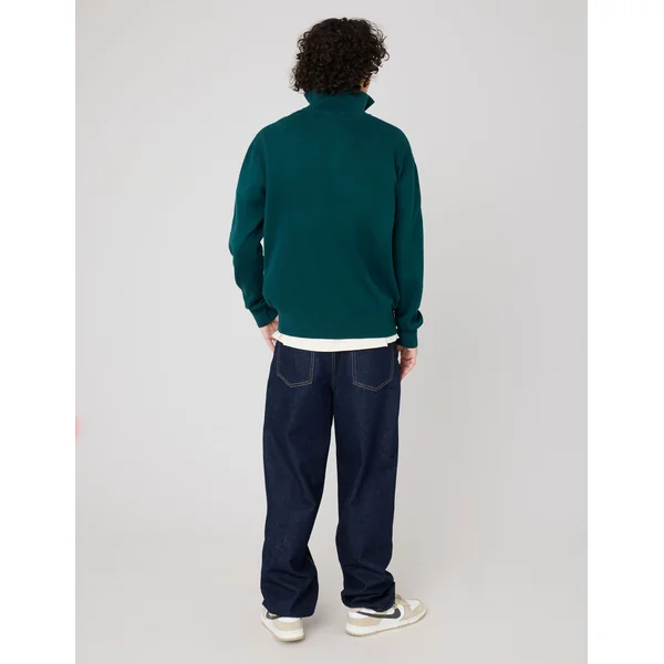 Pull col montant zippé Vert