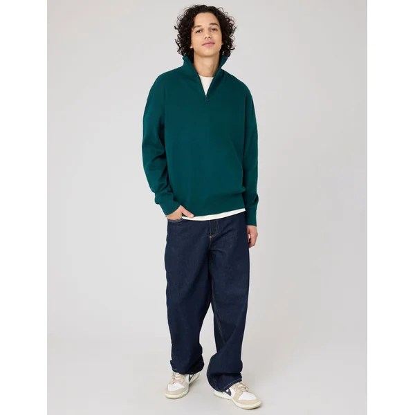 Pull col montant zippé Vert