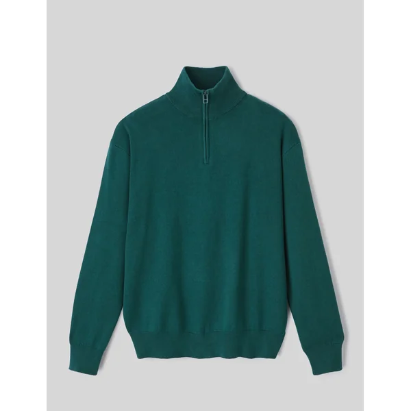 Pull col montant zippé Vert