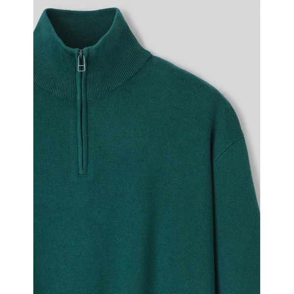 Pull col montant zippé Vert