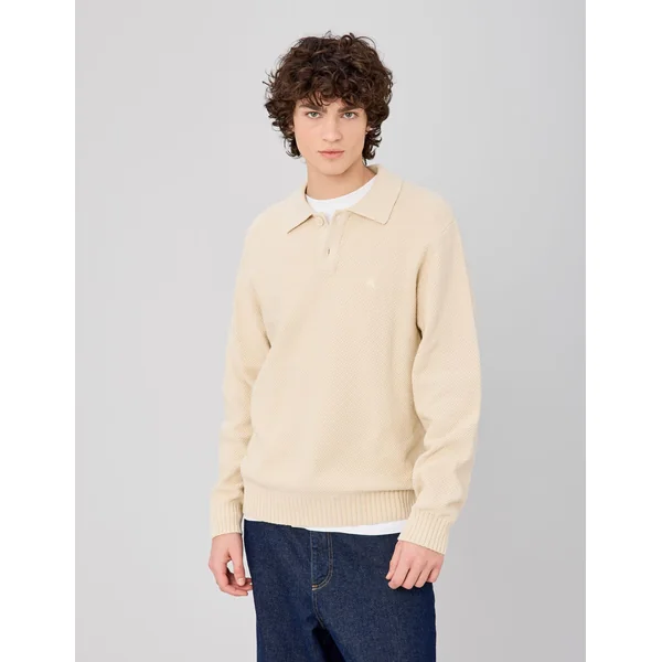 Pull col polo Blanc cassé