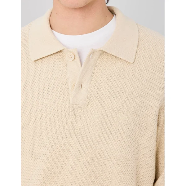 Pull col polo Blanc cassé