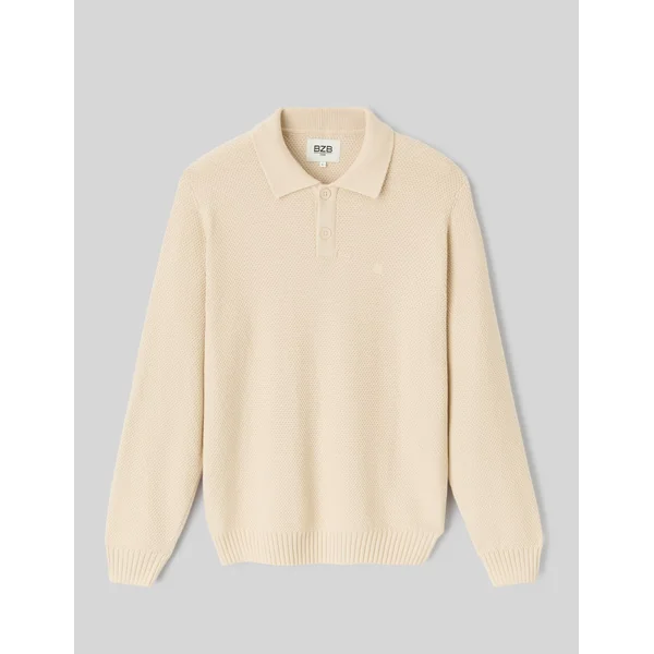 Pull col polo Blanc cassé