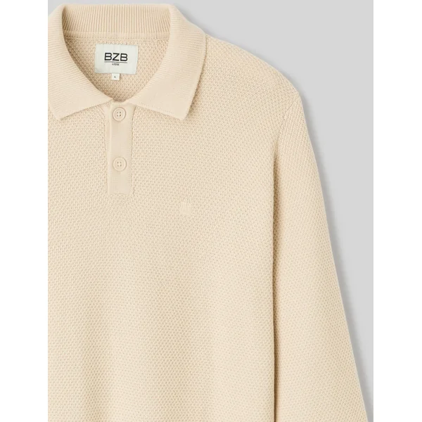Pull col polo Blanc cassé