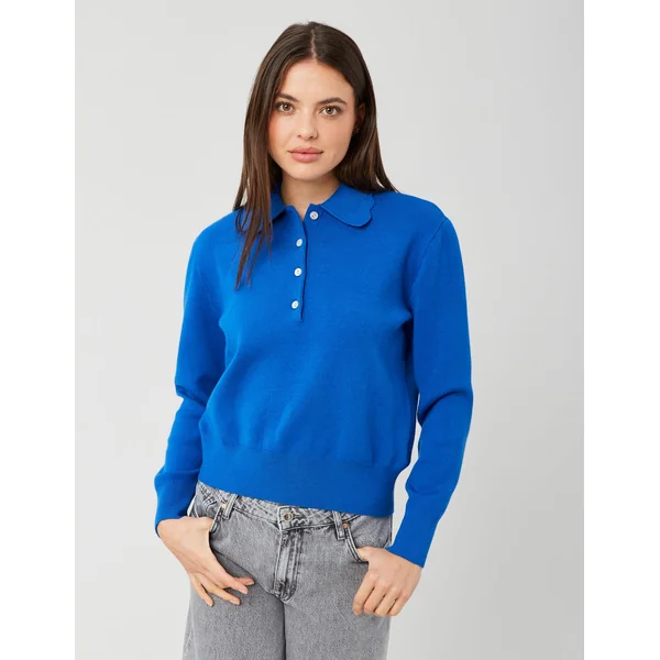 Pull col polo Bleu foncé