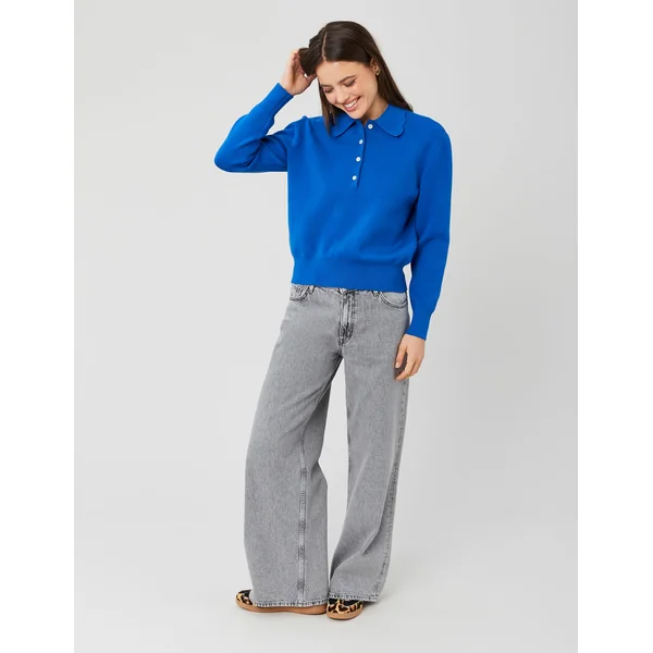 Pull col polo Bleu foncé