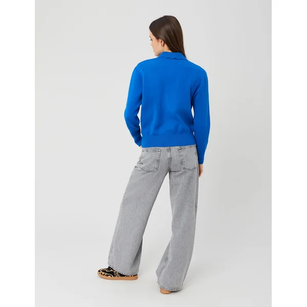 Pull col polo Bleu foncé