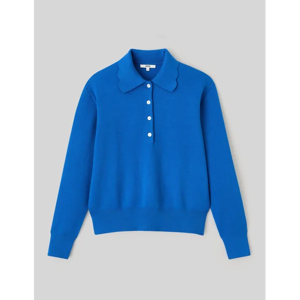 Pull col polo Bleu foncé