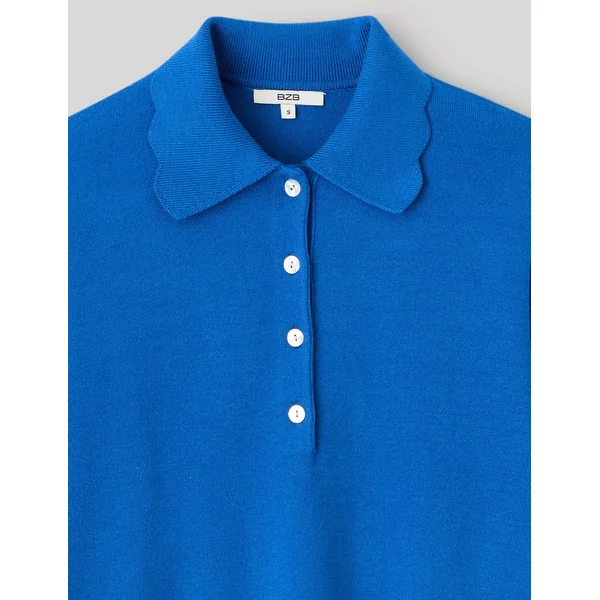 Pull col polo Bleu foncé