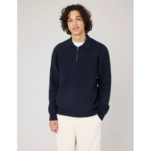 Pull col polo Bleu foncé