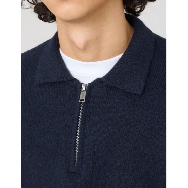 Pull col polo Bleu foncé