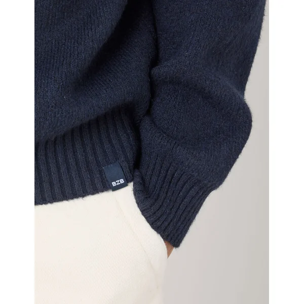 Pull col polo Bleu foncé