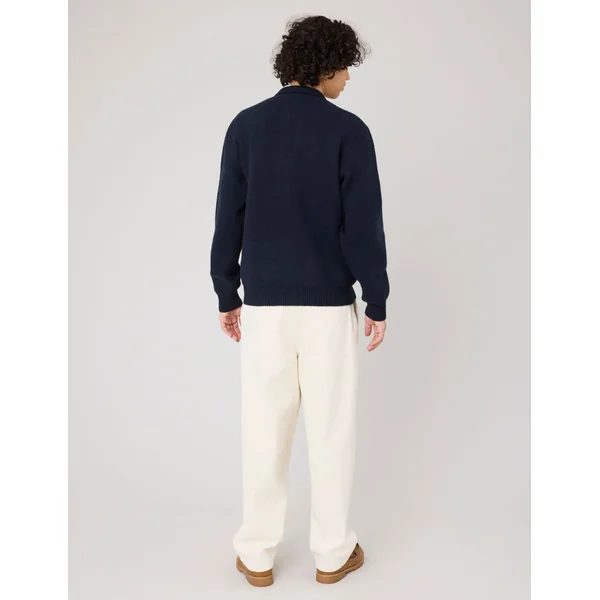 Pull col polo Bleu foncé