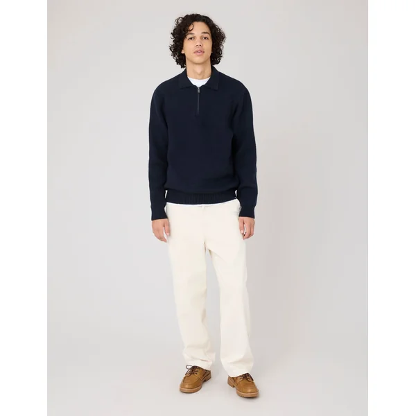 Pull col polo Bleu foncé