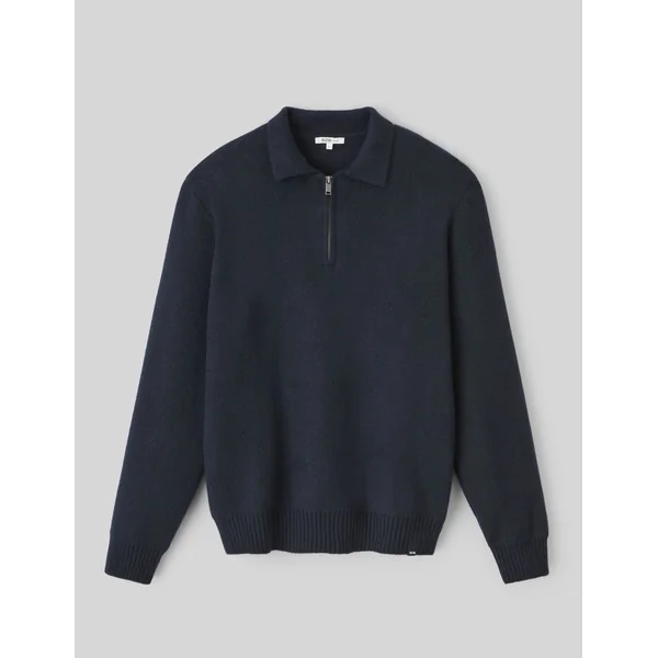 Pull col polo Bleu foncé