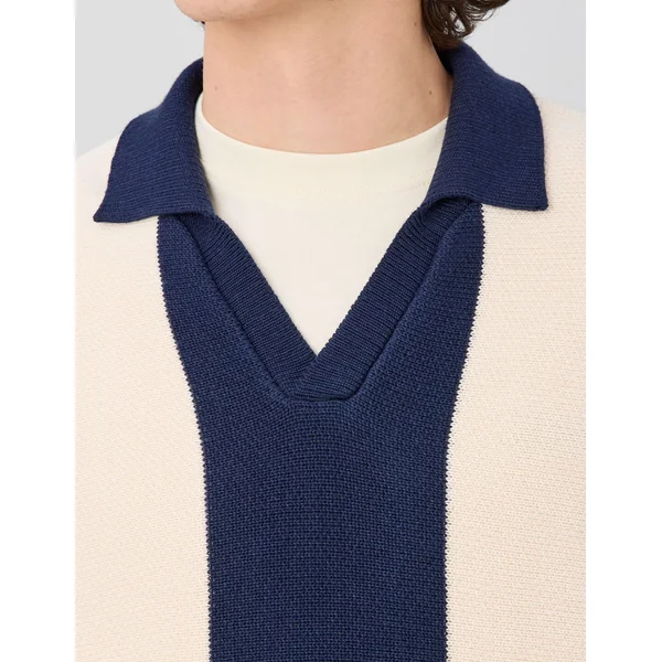 Pull col polo Bleu foncé