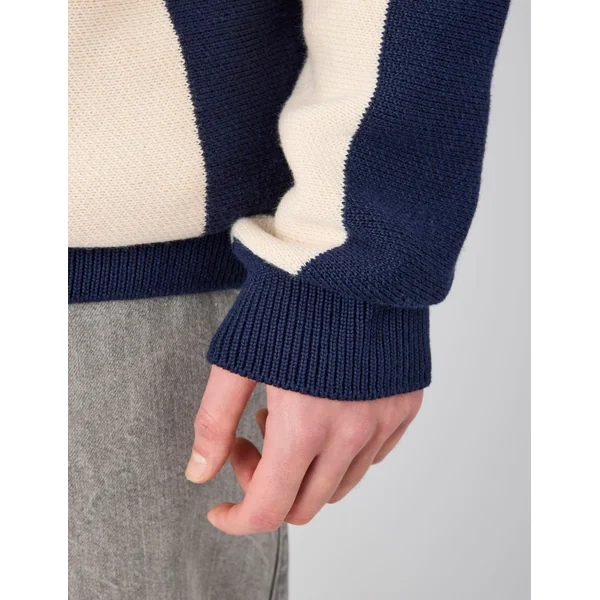 Pull col polo Bleu foncé