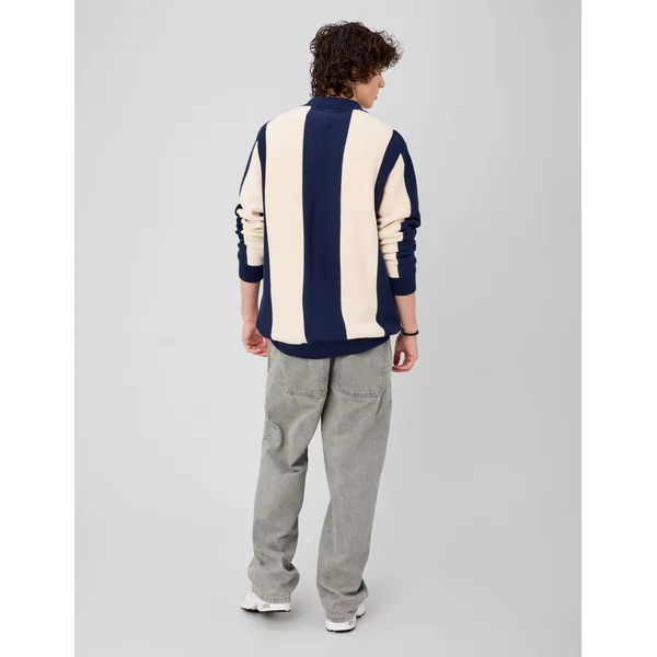 Pull col polo Bleu foncé