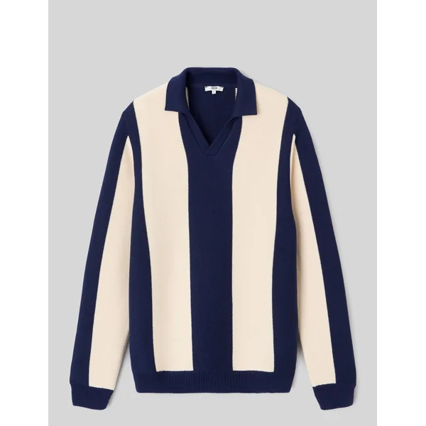 Pull col polo Bleu foncé