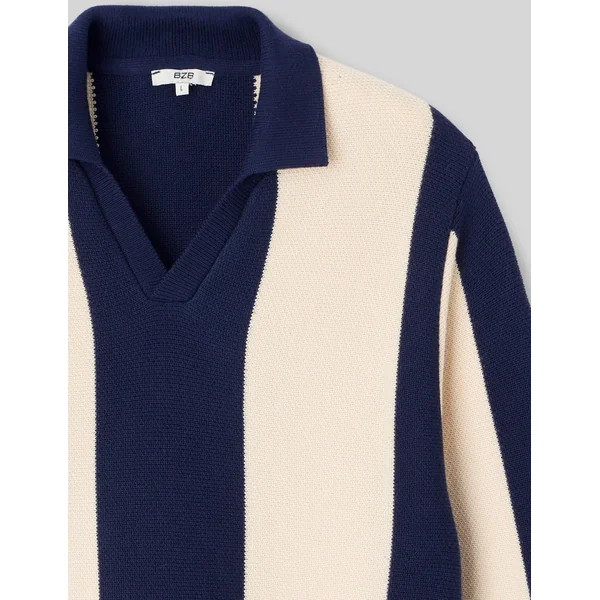 Pull col polo Bleu foncé