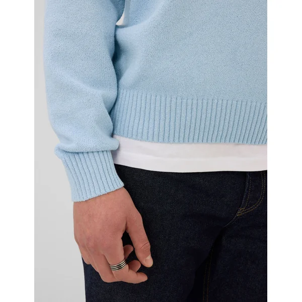 Pull col polo zippé Bleu clair