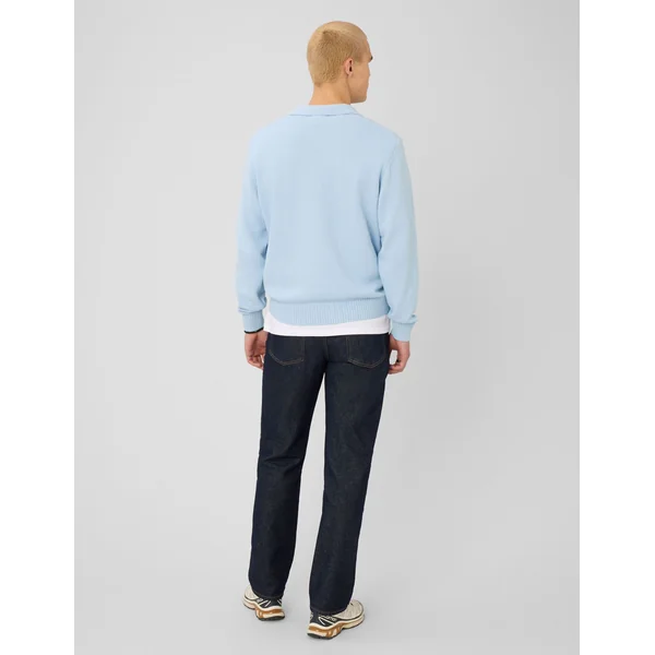 Pull col polo zippé Bleu clair
