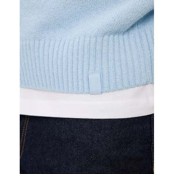 Pull col polo zippé Bleu clair
