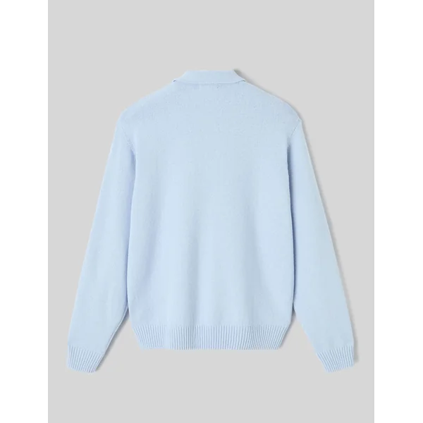 Pull col polo zippé Bleu clair