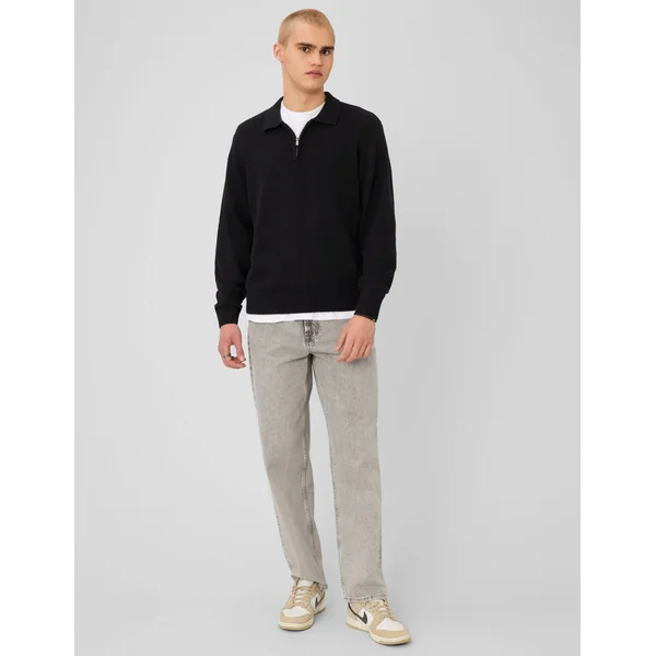 Pull col polo zippé Noir