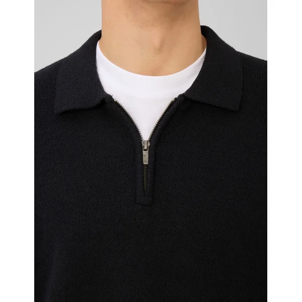 Pull col polo zippé Noir
