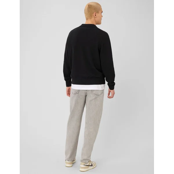 Pull col polo zippé Noir