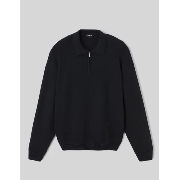 Pull col polo zippé Noir
