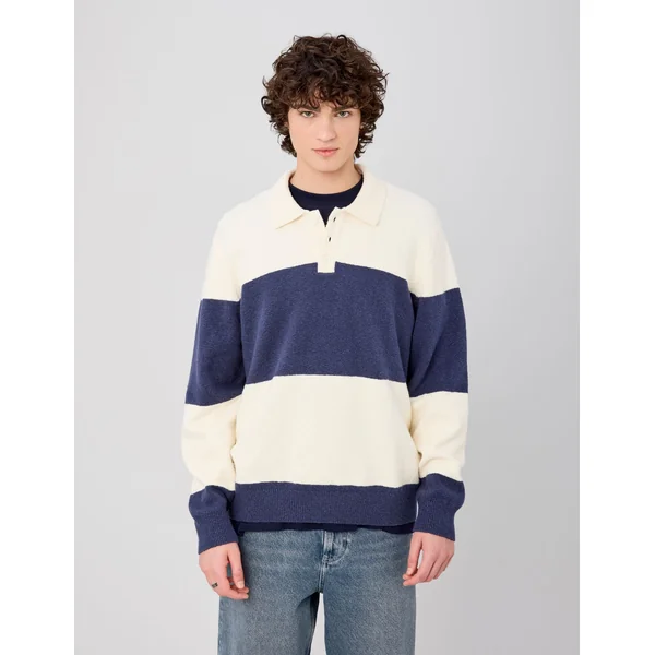 Pull col polo à rayures Multicolore