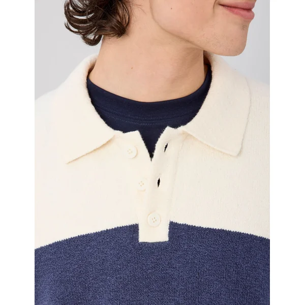 Pull col polo à rayures Multicolore