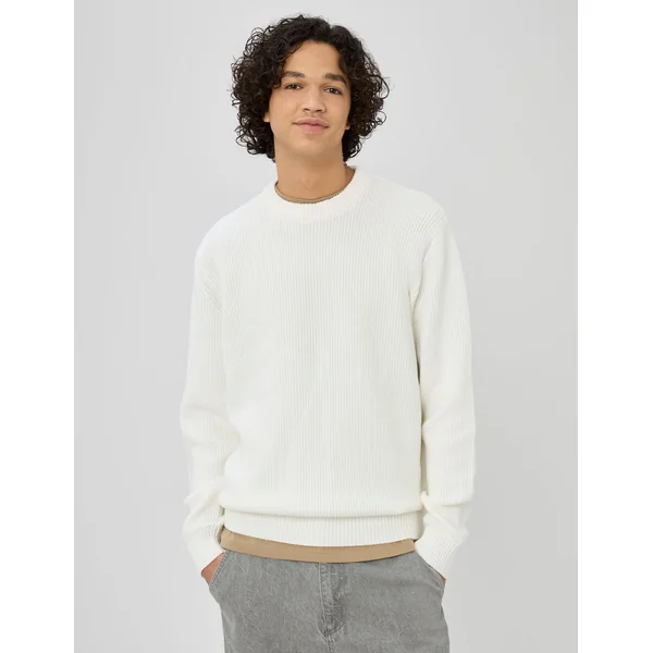 Pull col rond Blanc écru