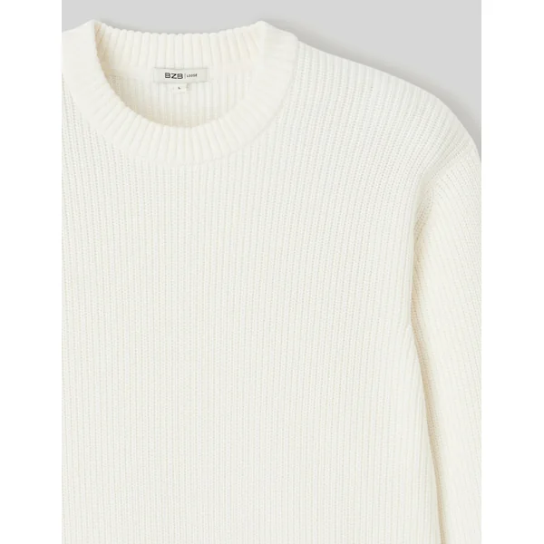 Pull col rond Blanc écru