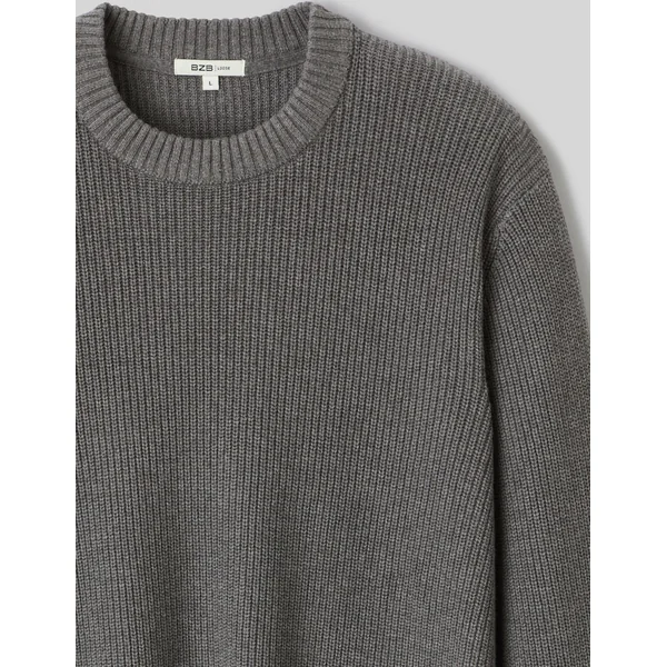 Pull col rond Gris foncé
