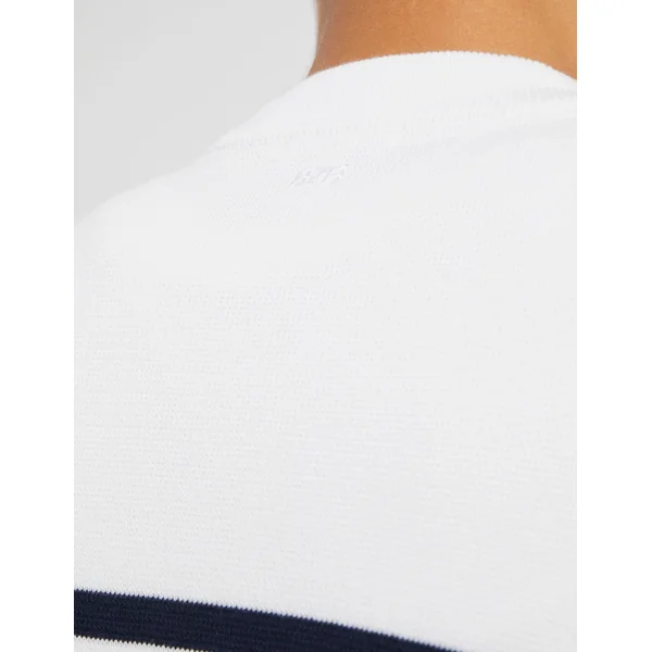Pull col rond marinière Blanc