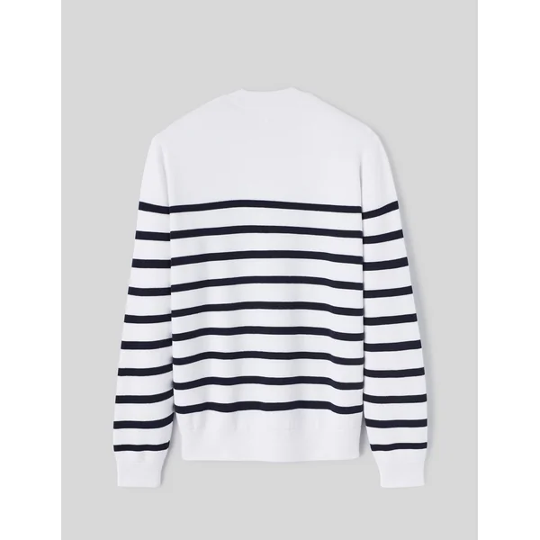Pull col rond marinière Blanc