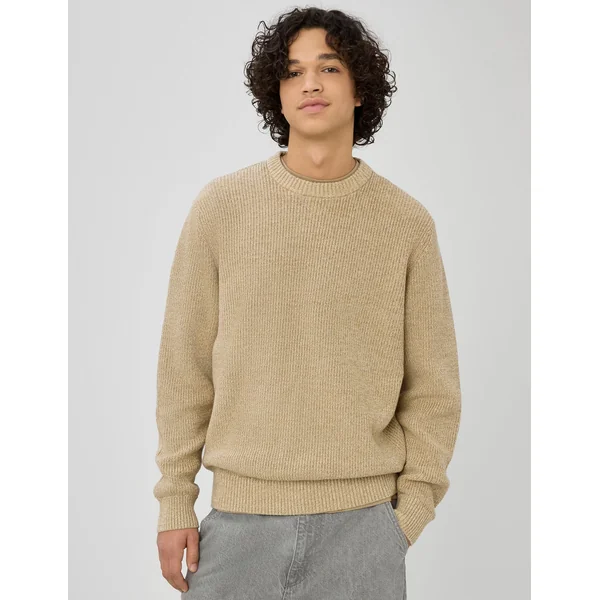 Pull col rond Marron