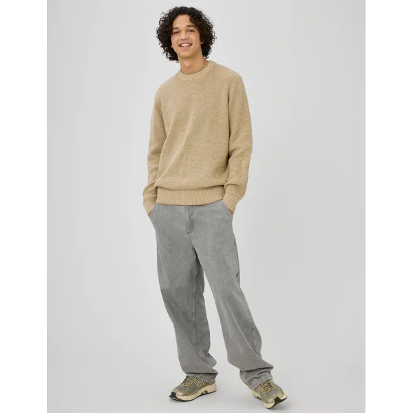 Pull col rond Marron