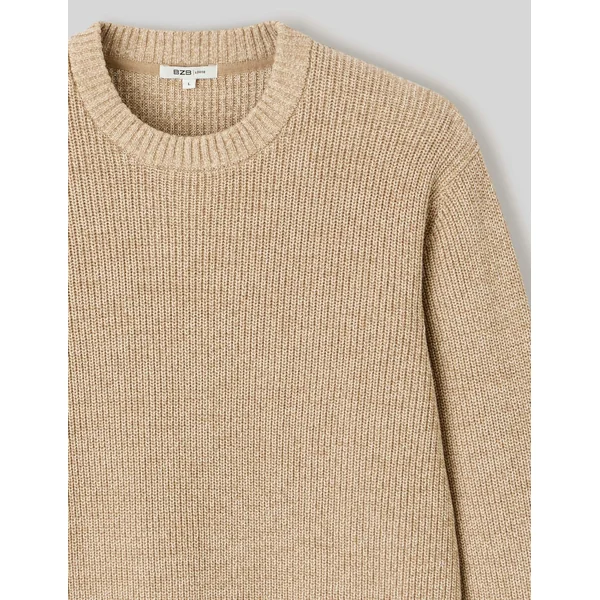 Pull col rond Marron