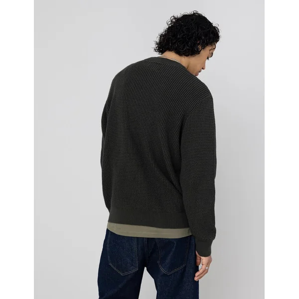 Pull col rond matière fantaisie Kaki foncé