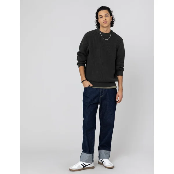 Pull col rond matière fantaisie Kaki foncé