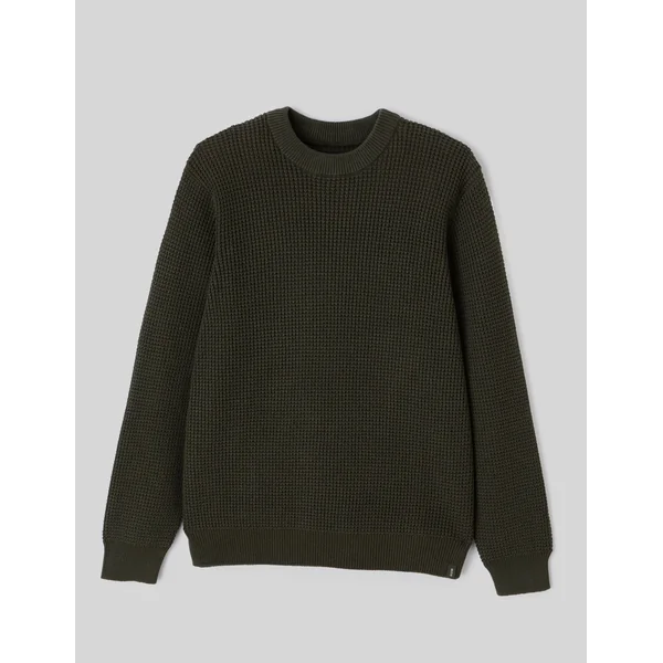 Pull col rond matière fantaisie Kaki foncé